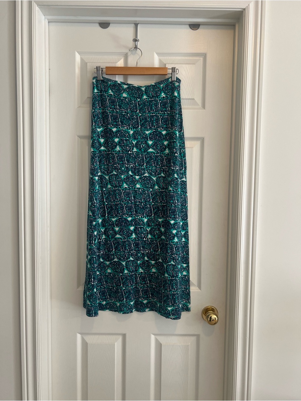 Teal Patterned Women's Maxi Skirt